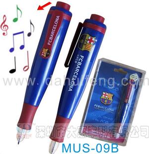 巴萨足球队音乐发光圆珠笔语音笔创意礼品鸡叫声笔高品质出口产品