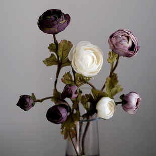 轻奢高级感复古色山茶花仿真花束逼真淡雅客厅花艺插花桌面摆件