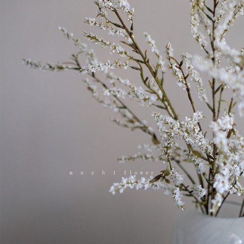 高级感逼真喷雪白色雪柳仿真花