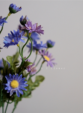 仿真花高级感逼真盛夏紫色小雏菊清新客厅摆设插花花束装饰花绢花