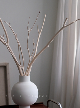 侘寂风白色干花树枝枯枝花艺高级感圣诞桌面摆件家居装饰客厅摆设