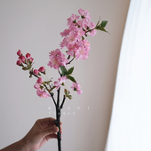 海棠花绢花仿真花装 饰摆件高档客厅插花花艺樱花桃花餐桌花摆花