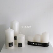 ins白色圆柱蜡烛无烟chic家居饰品摆件民宿咖啡店样板房拍摄道具