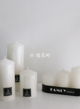 ins白色圆柱蜡烛无烟chic家居饰品摆件民宿咖啡店样板房拍摄道具