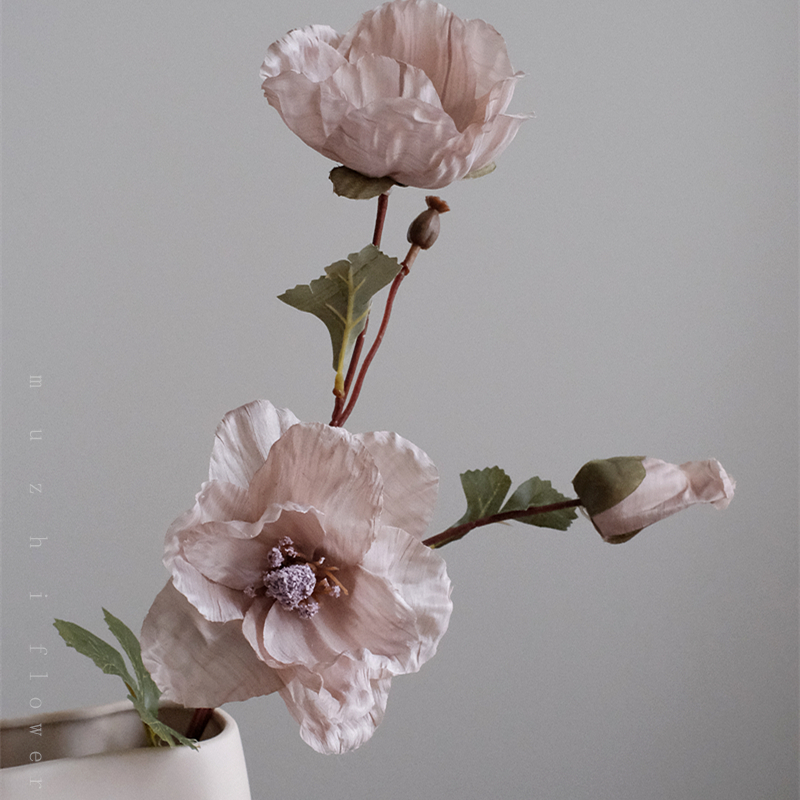 虞美人仿真花假花摆设轻奢花艺高端花束绢花插花客厅桌面装饰摆件