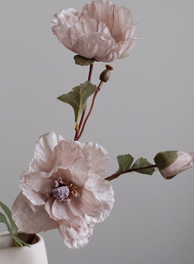 虞美人仿真花假花摆设轻奢花艺高端花束绢花插花客厅桌面装饰摆件