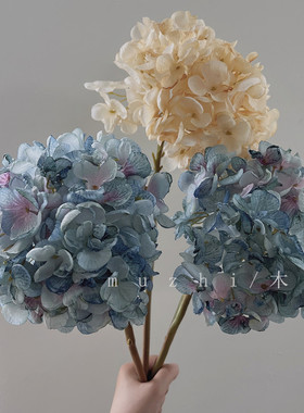 假花仿真花摆设绣球客厅插花高枝蓝色复古高级感婚礼布置绢花装饰