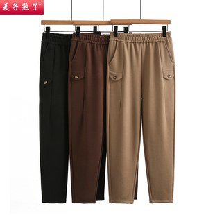 新款 子洋气质秋中老年人女装 休闲裤 百搭松紧腰小脚裤 时尚 妈妈春装