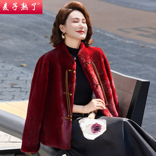 妈妈冬装仿貂绒外套阔太太高贵夫人洋气质保暖厚大衣中老年女装