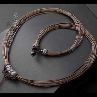 加粗加長(zhǎng)男女士蠟皮繩項(xiàng)鏈繩吊墜掛繩簡(jiǎn)約大氣純手工編織項(xiàng)圈百搭