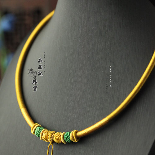 情侣款链吊项圈金发晶蜜蜡绳子