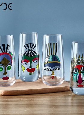 NUDE努德 土耳其进口水晶玻璃创意脸谱水杯果汁杯饮料杯