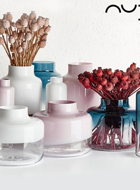 Nude 进口水晶玻璃欧式简约百合花瓶客厅摆件餐桌富贵竹插花大号