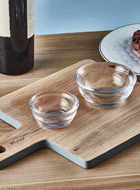 Nude努德 土耳其进口水晶玻璃味碟木托套装牛排餐盘 样板房装饰