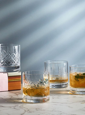 NUDE努德 土耳其进口水晶玻璃手工刻花威士忌酒杯洋酒杯古典杯