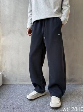 微腾12810秋冬男士休闲长裤宽松小直筒男款潮牌百搭加绒加厚学生