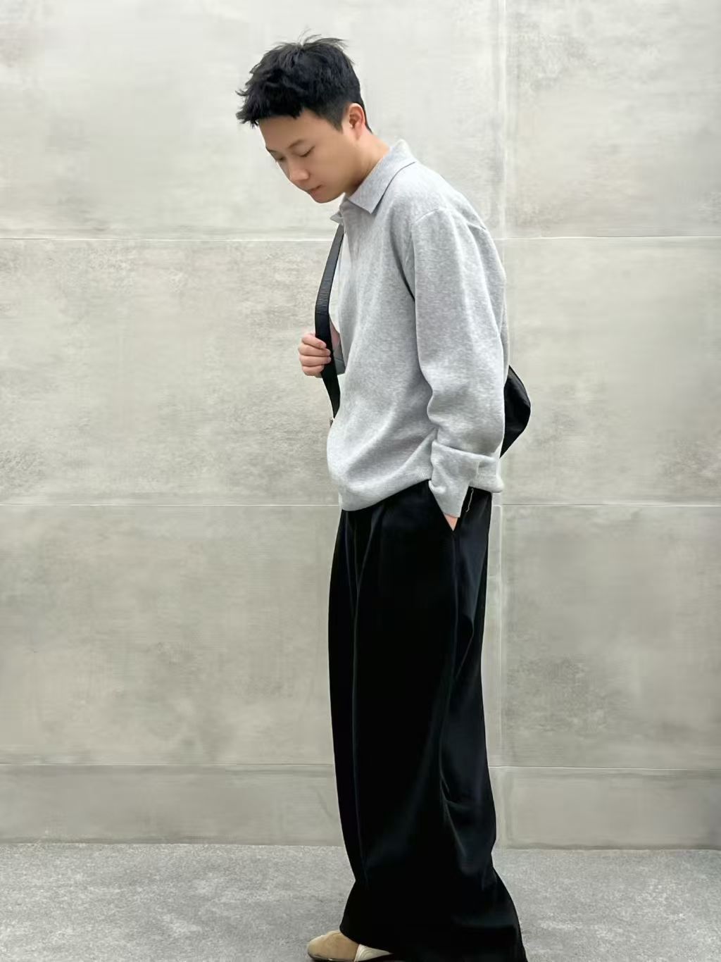 QFO5650新款秋冬男士毛衣针织衫宽松polo领翻领男款潮牌潮男男士