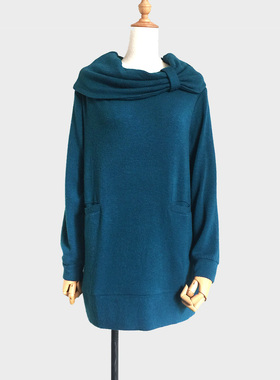 2020秋冬新外贸女装日本原单贵牌大翻领中长款针织羊毛衫日单毛衣