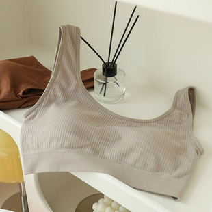 文胸一体背心式 内衣莫代尔透气舒适大弹力少女学生无钢圈聚拢胸罩