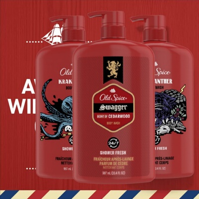 保税仓发美国Old Spice男士清洁保湿章鱼夜豹swagger沐浴露709ml