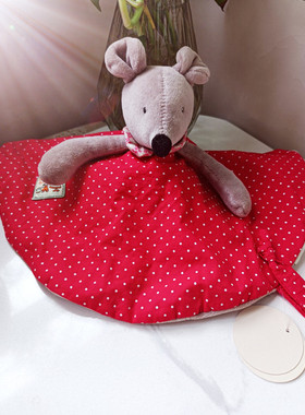 法国产 moulin roty 宝宝毛绒玩具安抚巾安抚玩偶个月手套 妮妮鼠