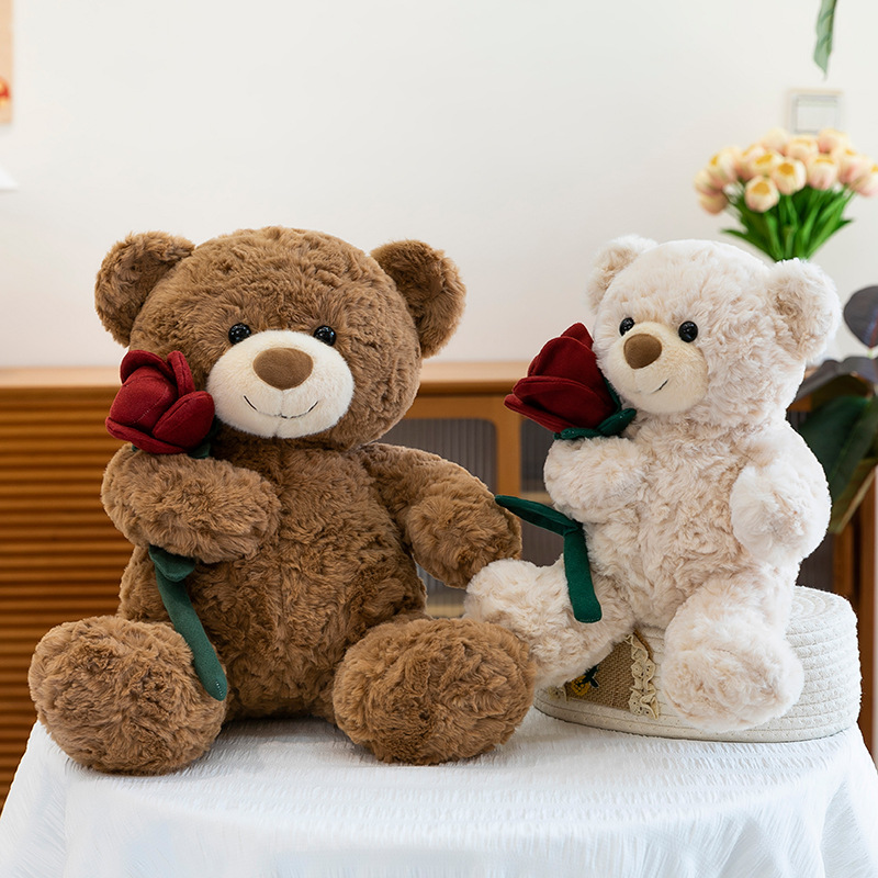 玫瑰花小熊公仔抱花泰迪熊毛绒玩具女孩抱枕娃娃女生生日礼物