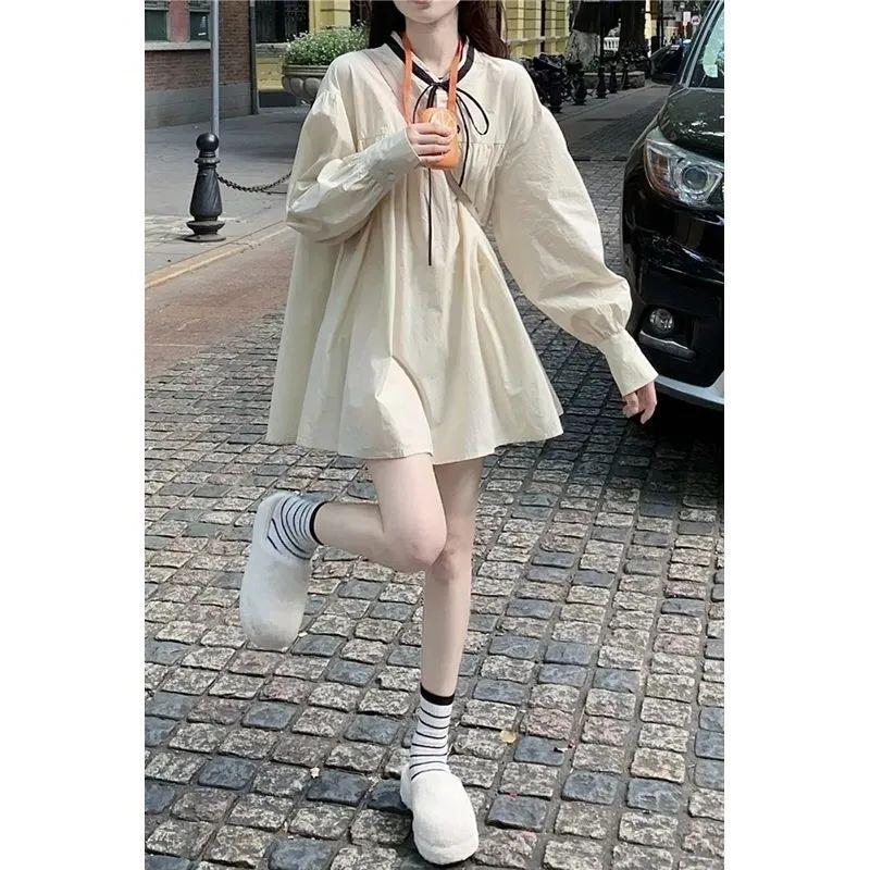 连衣裙女2025春装新款法式长袖日系高级设计感小众短裙