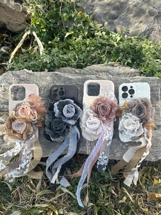 TeNg原创小众设计枯色玫瑰中式 手作手机壳定制苹果14promax