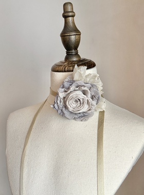 TeNg手作干枯烧毁玫瑰花颈带个性小众百搭颈饰项链choker系脖颈花