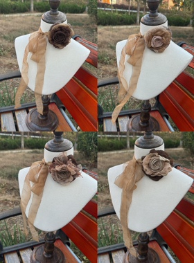 TeNg原创【煎茶】系列手作美拉德风项链干枯玫瑰颈花choker锁骨链