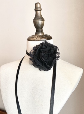 TeNg手作干枯烧毁玫瑰花颈带暗黑系个性颈饰项链choker系脖颈花