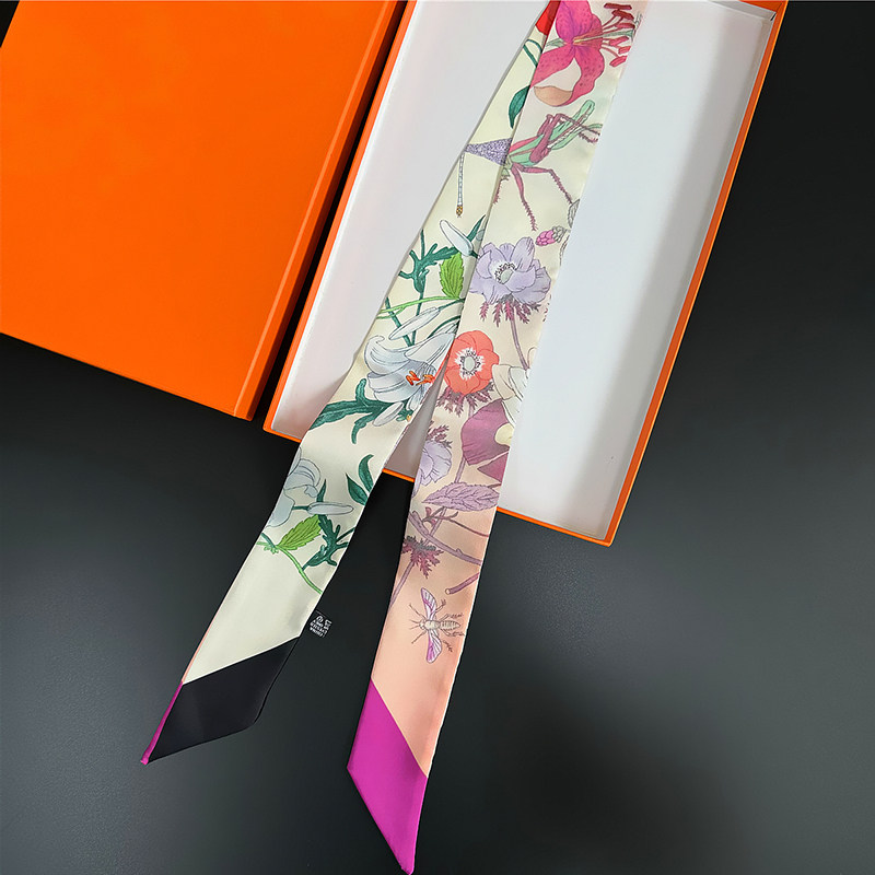 法式小碎花长条丝巾细窄飘带女高级感编发发带装饰绑包包手柄丝带