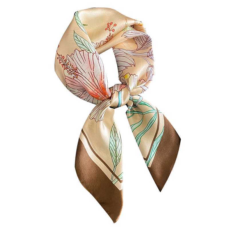 蝴蝶花丛真丝桑蚕丝70方巾披肩