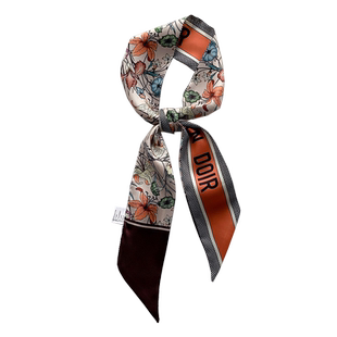 法式复古红色花朵飘带网红ins丝巾女小长条个性领巾百搭绑包丝带