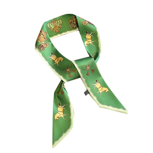 高级感绿色复古小马包包丝巾女细窄长条扎头发带绑包缠包手柄丝带