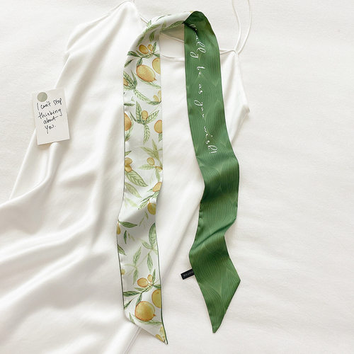 手绘中国风细窄长条丝巾春夏百搭