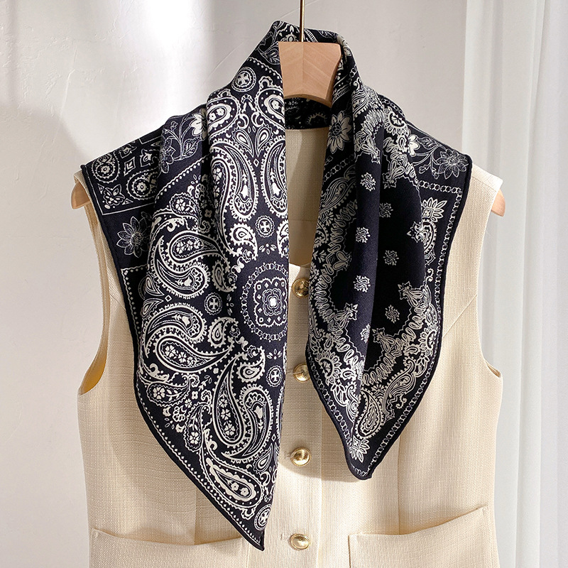 复古腰果花棉麻围巾女