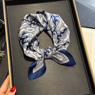 杭州丝绸时尚腰果花100%桑蚕丝丝巾女春夏百搭系脖小领巾真丝方巾