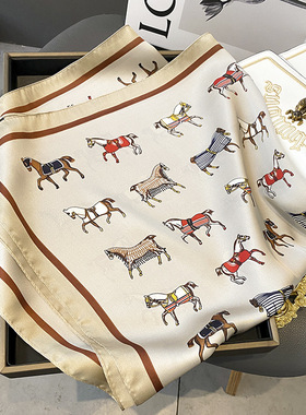 复古小马丝巾女春秋季薄款时尚职业空姐装饰衬衫领巾百搭70CM方巾