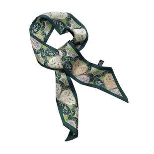 森系复古绿色小丝巾女春夏季细窄飘带发带扎发绑包装饰长条小领巾