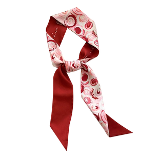 氛围感红色法式发带长条小丝巾女夏季配衬衫领巾双面飘带扎发丝带