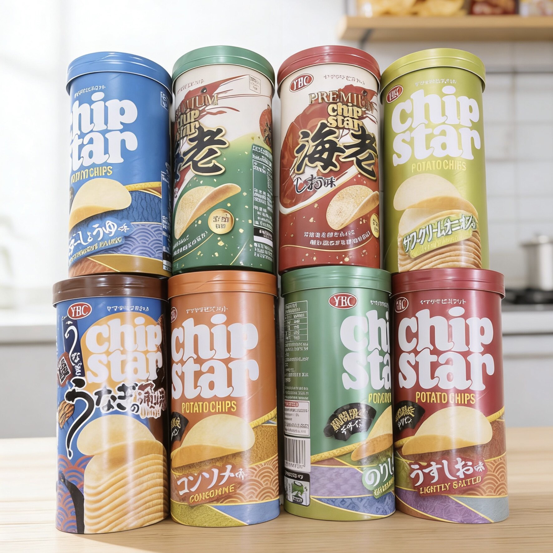 日本进口Chipstar薄脆桶装YBC儿童薯片原味海苔浓汤芝士洋葱味