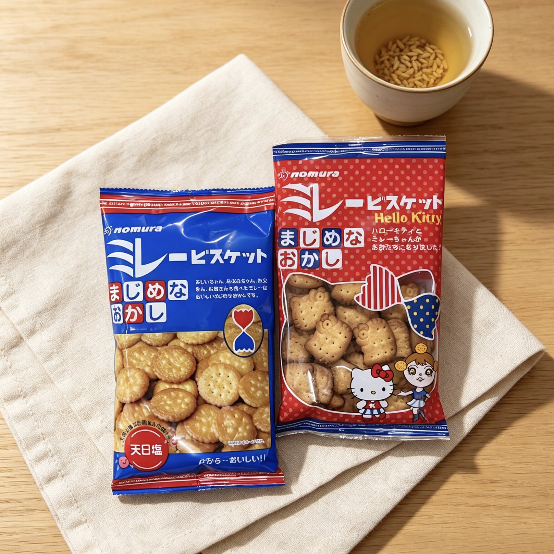 蔡文静推荐日本进口野村饼干淡盐味米勒薄脆小圆饼零食儿童礼物