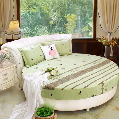 冬季保暖圆床席梦思保护套圆床床笠牛奶绒水晶绒圆床单床套可定制