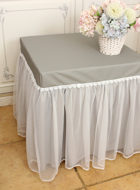 仿小羊皮浅灰色蕾丝桌布防油防水全包茶几罩方桌麻将机罩床头柜罩
