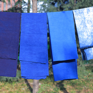 白族天然植物染蓝色布料做衣服服装面料纯棉返璞归真