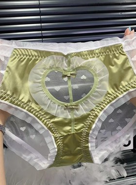 萝莉风性感大码内裤女士林梦雪中腰胖mm蕾丝透明纯欲风三角裤薄款