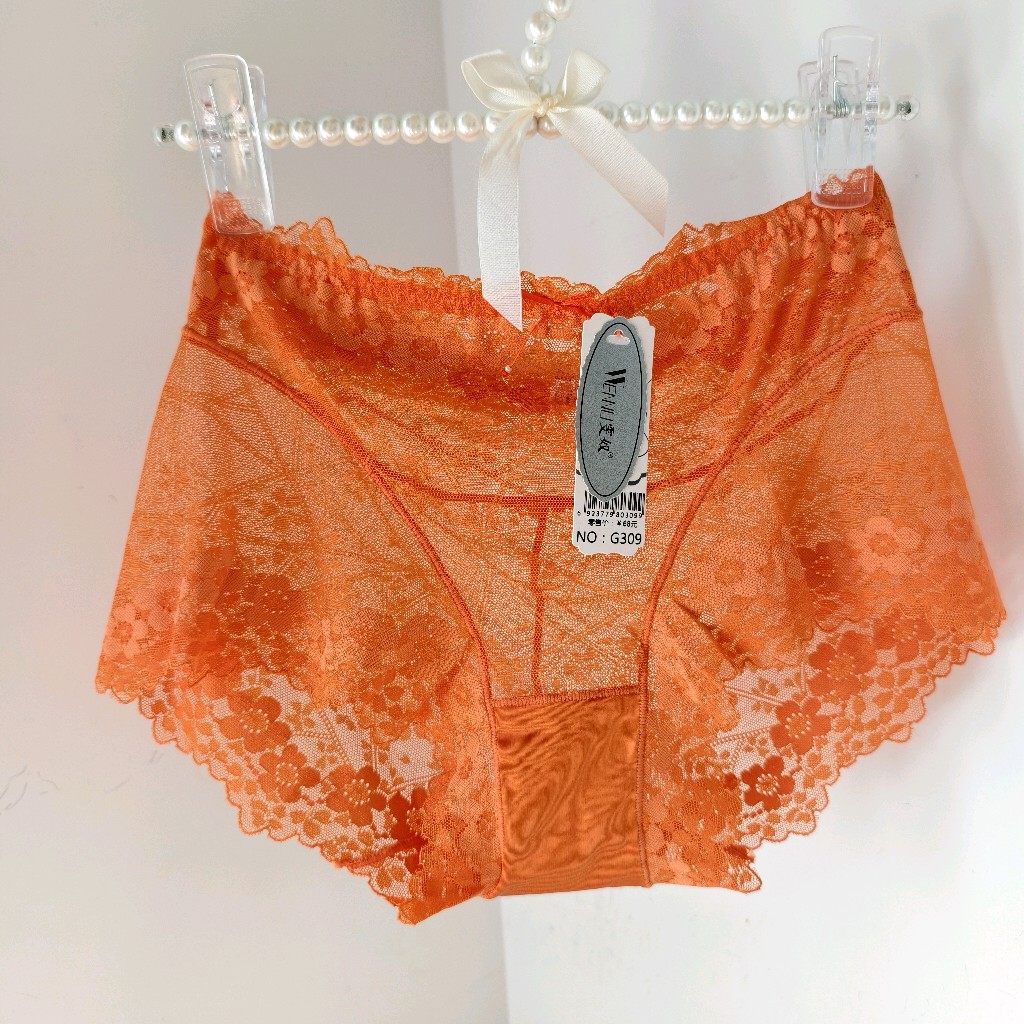 25新款蕾丝大码内裤女士中腰夏薄款透明镂空性感透视无痕三角短裤