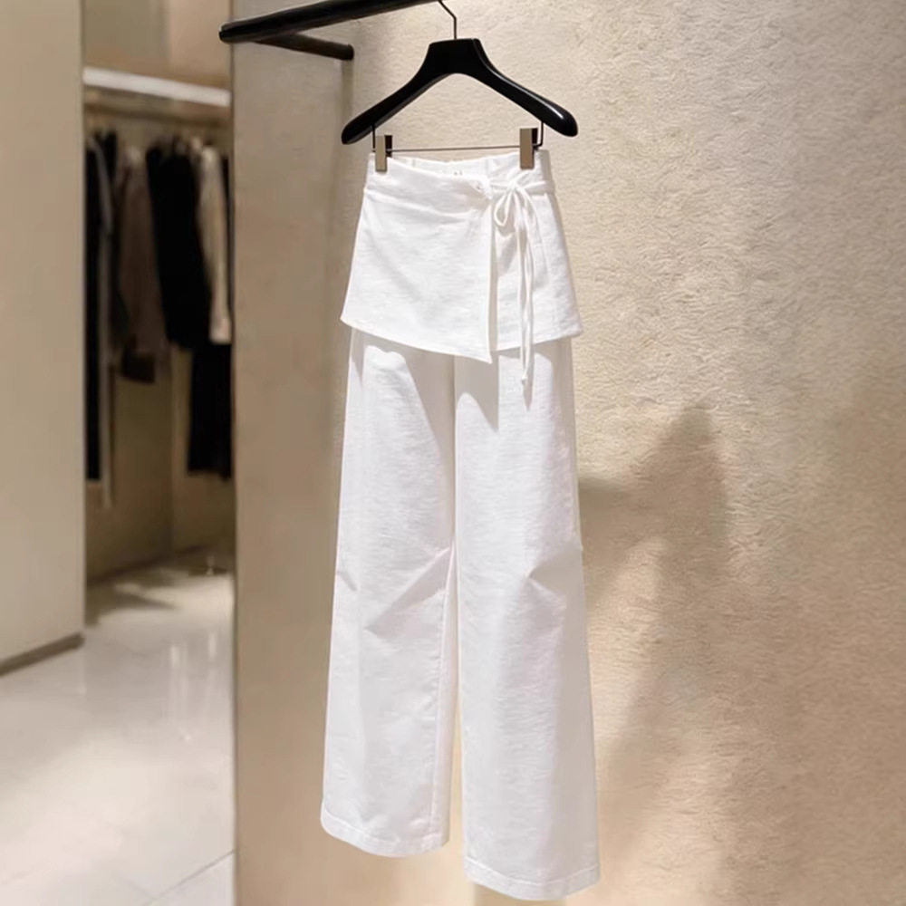 欧货2026新款时尚百搭显瘦阔腿裤宽松bf慵懒风白色屁帘休闲裤女春