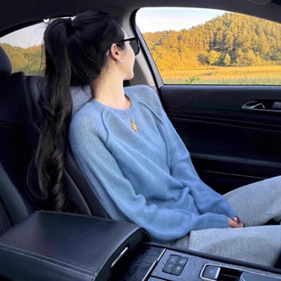 蓝色马海毛圆领毛衣女巨好看的早秋穿搭高级感软糯内搭针织衫上衣